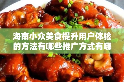 海南小众美食提升用户体验的方法有哪些推广方式有哪些
